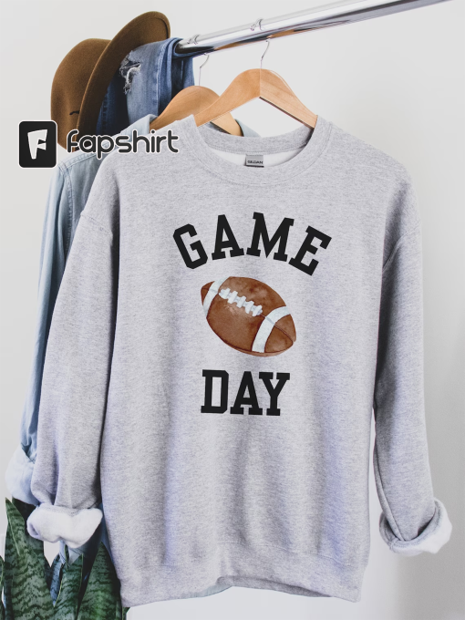 Gameday Sweatshirt for Football Season Tailgate Party, Simple Preppy College Style Fantasy Football Watching Shirt Women for Girlfriend