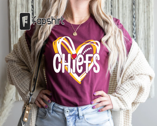 KC Chiefs Shirt, KC Chiefs in My Heart Shirt, Kansas City Football Shirt, Gift For Football Fan, KC Football Tee, Fan Gift