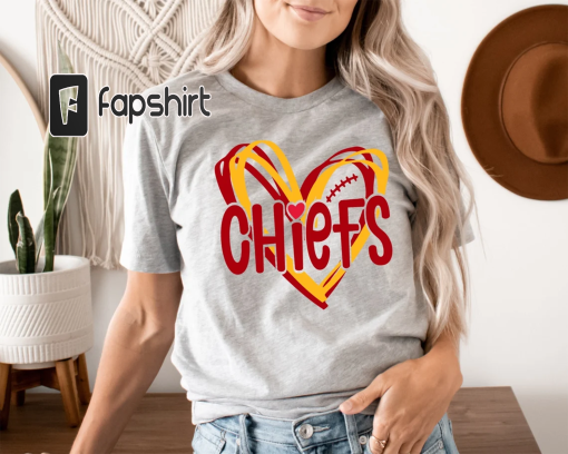 KC Chiefs Shirt, KC Chiefs in My Heart Shirt, Kansas City Football Shirt, Gift For Football Fan, KC Football Tee, Fan Gift