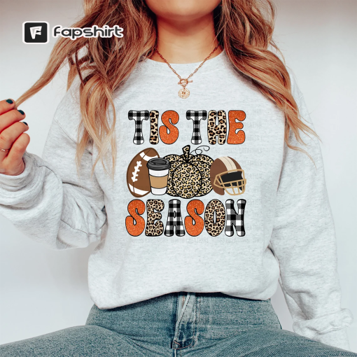 Fall shirt, Tis the season shirt, football shirt, Thanksgiving, coffee, Fall vibes, sublimation shirt, Retro fall shirt, leopard sublimation shirt