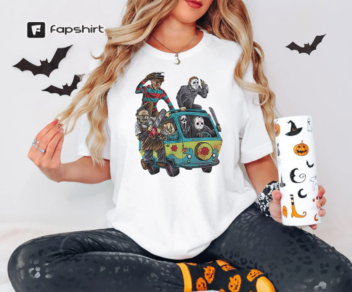 Horror Movie Characters T-shirt, Halloween Vibes Shirt, Scary Movie Shirt, Horror Movie Tee, Horror Movie Fan Gift, Autumn Leaves Shirt