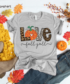 Love Fall Y’All Shirt, Leopard Print Fall…