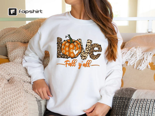 Love Fall Y’All Shirt, Leopard Print Fall Shirt, Thanksgiving,Hello Pumpkin, Fall Vibes, Peace Love Thanksgiving, Family Thanksgiving Shirt