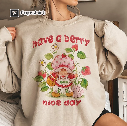 Have A Berry Nice Day Vintage Strawberry Unisex T-Shirt, Vintage Strawberry Tshirt, Retro Cartoon Hoodie, Y2K Shirt, Aesthetic Shirt