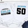 Cute Custom Football Mom Shirt with Kid’s Name and Number, Game day football season shirt for Mom, Youth Boy Personalized Mama Football Tee