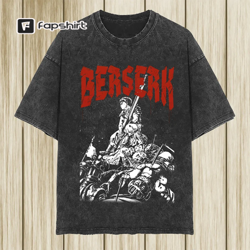 Ber Guts Vintage Washed Shirt, Anime Manga Unisex Shirts, Cool Japanese Anime Graphic Tees Gift