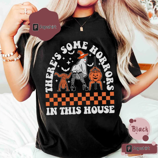 There’s Some Horrors In This House Comfort Colors T-shirt, Funny Halloween T-shirt, Retro Pumpkin Halloween Shirt, Funny Halloween Ghost Tee