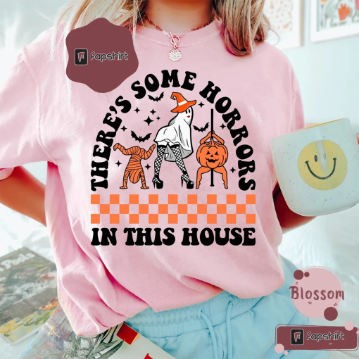 There’s Some Horrors In This House Comfort Colors T-shirt, Funny Halloween T-shirt, Retro Pumpkin Halloween Shirt, Funny Halloween Ghost Tee