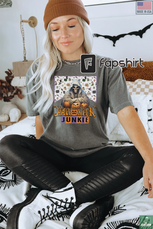 Halloween Junkie Shirt, Pumpkin Junkie Comfort Colors Tshirt, Halloween Skeleton Sweatshirt, Spooky Season Gift, Funny Halloween Tee