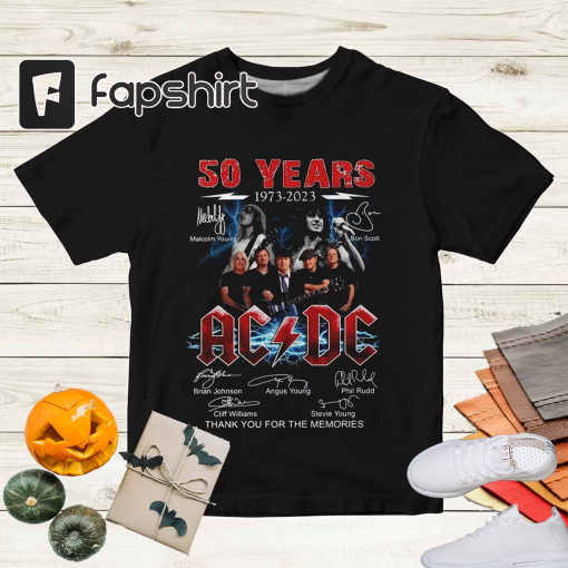 ACDC Band 50th Anniversary 1973 – 2023 Signature T – Shirt, ACDC T Shirt Full Size S – 5XL, Rock and Roll Shirt