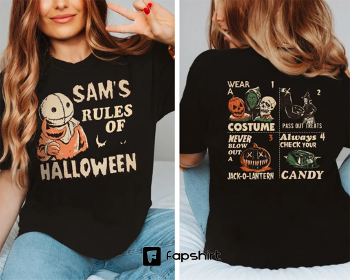 Vintage Sam’s Rules of Halloween Shirt, Retro Horror Movies Shirt, Sam Saint of Halloween Shirt, Trick or Treat Shirt, Scary Pumpkin Shirt