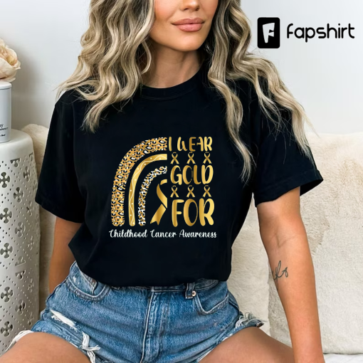 I Wear Gold For Childhood Cancer Awareness Shirt, I Wear Gold Shirt, Gold Ribbon Shirt, Pediatric Nurse Shirt, Cancer Support Shirt