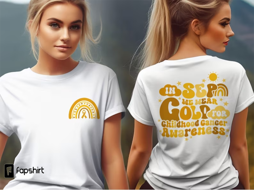 Childhood Cancer Awareness T-Shirt, In September We Wear Gold Shirt, Gold Ribbon Shirt