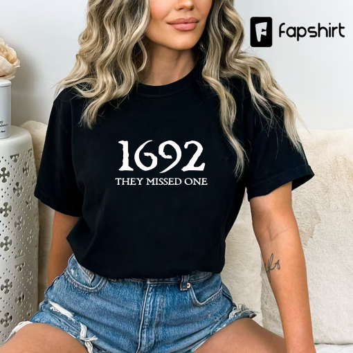 Salem Witch Shirt 1692 They Missed One Halloween Gift TShirt Massachusetts Witch Trials TShirt Spooky Season Halloween Costume VNeck Shirt