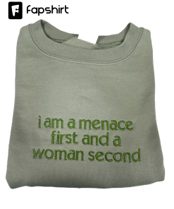 Menace First Woman Second Embroidered Unisex T-Shirt…