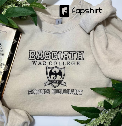 Embroidered Basgiath War College Sweatshirt | Fourth Wing Licensed Merch | Violet Sorrengail Sweater | Bookish Sweatshirts