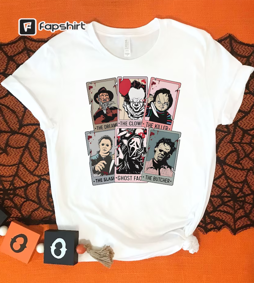 Vintage Horror Characters Tarot Card Shirt, Halloween Tarot Card Horror Friends Shirt, Halloween Killers Shirt, Funny Halloween Party Shirt