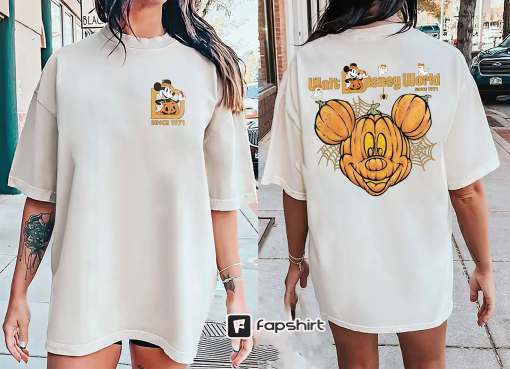 Retro Disneyland Halloween Comfort Colors 2 Side Shirt, Disneyworld Halloween 2 Side Shirt, Mickey Pumpkin Shirt, Mickey Spooky Season Shirt