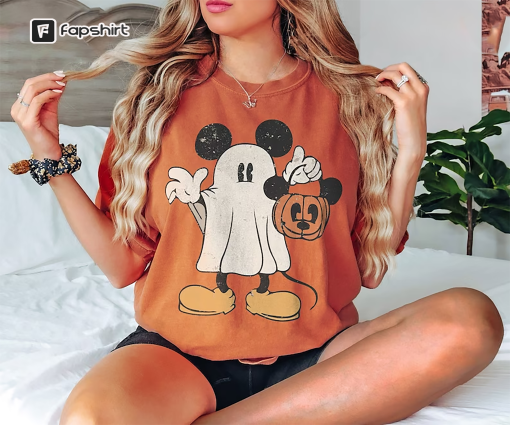 Vintage Mickey Ghost Halloween Comfort Colors Shirts, Mickey Halloween Boo, Mickey’s Not So Scary Halloween Shirt, Halloween Pumpkin Shirt