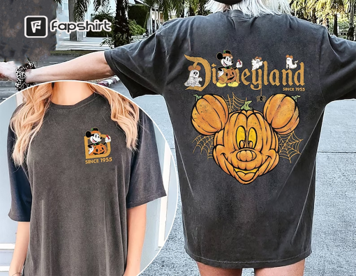 Retro Disneyland Halloween Comfort Colors 2 Side Shirt, Disneyworld Halloween 2 Side Shirt, Mickey Pumpkin Shirt, Mickey Spooky Season Shirt