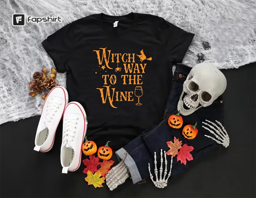 Witch Way To The Wine Shirt, Halloween Gift, Funny Halloween Shirt, Halloween Witch Shirt, Wine Drinker Gift, Halloween Party Shirt