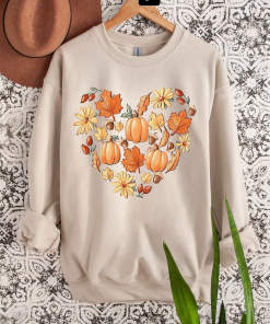 Fall Doodles Heart Shirt,Fall Sweatshirt,Pumpkin Sweatshirt,Retro Comfort…