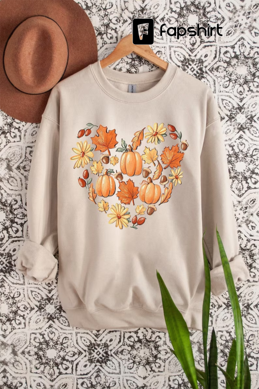 Fall Doodles Heart Shirt,Fall Sweatshirt,Pumpkin Sweatshirt,Retro Comfort Colors Fall Shirt,Hello Pumpkin Sweatshirt,2023 Thanksgiving Shirt