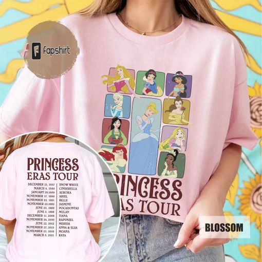 Princess Eras Tour Double-Sided T-Shirt, Disney Princess Shirt, Disney Princess Characters Shirt, Disney Girl Trip Shirt, Disney World Shirt