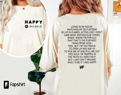 NF Happy Lyrics T-Shirt, NF Hope Tour Sweatshirt, 2023 Music Concert Merch, Rapper Album Hoodie, Long Sleeve, NF Fan Gift