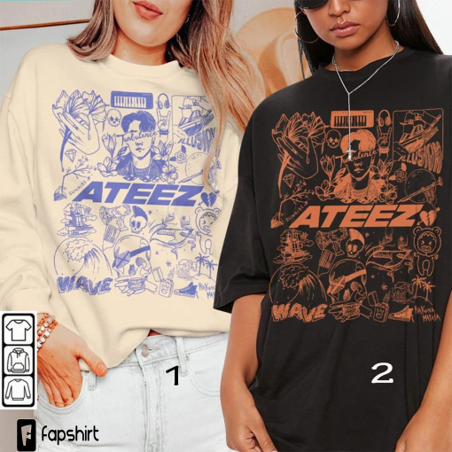 ATEEZ Kpop Doodle Art Shirt, Vintage ATEEZ Merch Tee Album Lyric Art Tattoo Design Sweatshirt, Retro ATEEZ Tour 2023