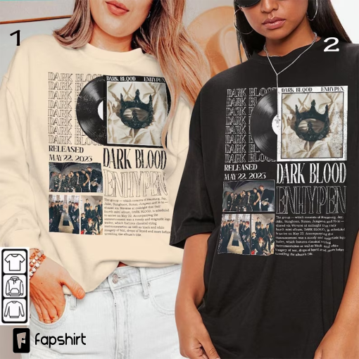 Enhypen Kpop Shirt, Enhypen Dark Blood Album Sweatshirt V5, Enhypen Vintage Retro Graphic Tee Music Unisex Gifts Fan Hoodie