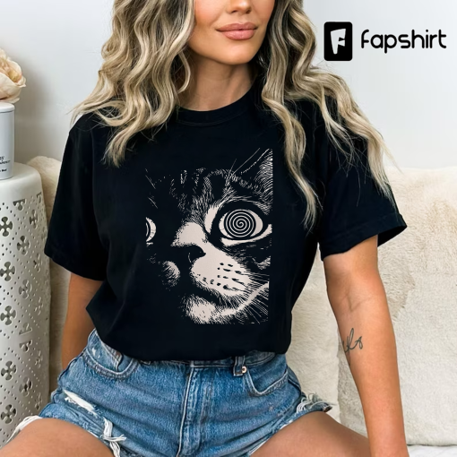 Psychedelic Cat T-Shirt | Trippy Shirt | Gothic Alt Clothing | Dark Aesthetic Fashion | Crust Punk Grunge