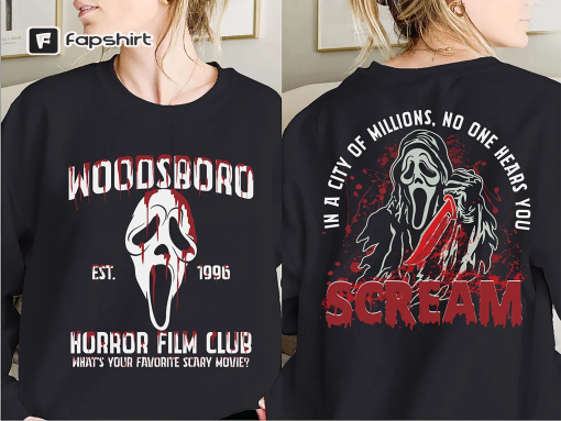 Scream Vintage Halloween Shirt, Woodsboro Horror Film Club Shirt, Ghost face Shirt, Halloween Shirt, Horror Movie Tee, Scream-Ghost