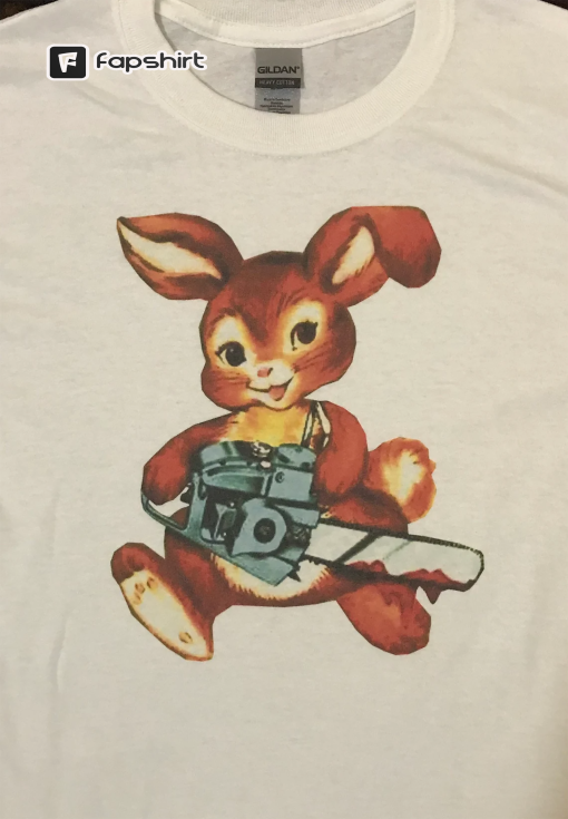 Chainsaw Bunny white t-shirt any size