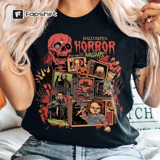 Retro Horror Night Comfort Colors Shirt, Halloween Shirt, Vintage 90s Halloween Movies, Halloween Sweatshirt, Horror Movies Characters Shirt