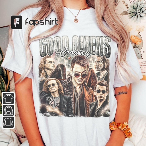 Good Omens Movie Shirt, Crowley Vintage 90s Y2K Retro Style Sweatshirt, Aziraphale 2023 Movie Bootleg Unisex Gift For Fan