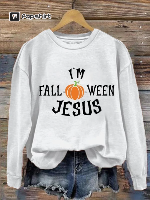 Women’s I’m Fall-o-ween Jesus Sweatshirt, Fall Christian Sweatshirt, Christian Fall Sweatshirt, Women Faith Based Youth Following Jesus