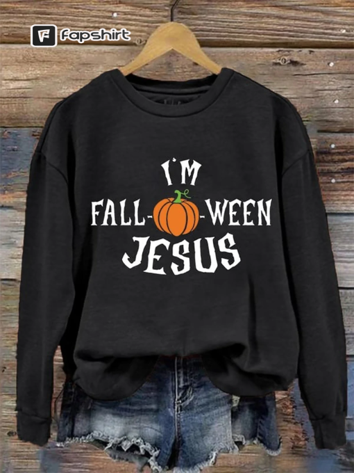 Women’s I’m Fall-o-ween Jesus Sweatshirt, Fall Christian Sweatshirt, Christian Fall Sweatshirt, Women Faith Based Youth Following Jesus