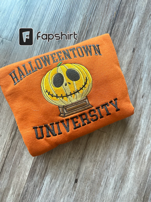 Embroidered Halloween embroidery sweatshirt/Halloweentown sweatshirt, sleeve spooky, ghost, Y2K Style Embroidered Crewneck| Pumpkin Shirt