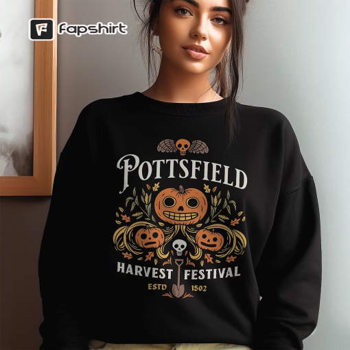 Pottsfield Harvest Festival Shirt Gift For Autumn, Autumn Harvest Tshirt, Vegetables Fall Shirt, Skeleton Festival Apparels, Goth Clothing