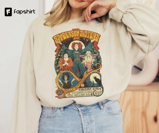 Cute Retro Alternative Boho Halloween Sweatshirt,Grunge Spooky Unisex Pullover,Vintage Horror Movie Graphic Shirt,Vintage Sanderson Sisters