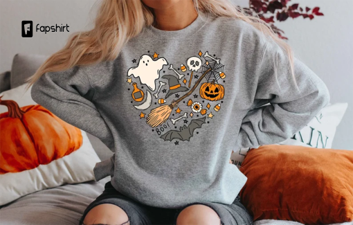 Halloween Doodles Hearth Shirt Gift For Halloween Moms, Cute Halloween Tshirt, Halloween Sweatshirt, Pumpkin Sweatshirt, Halloween Witch Tee