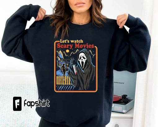 Let’s Watch Scary Movie Scream Ghostface T-Shirt, Halloween Shirt, Halloween Tee