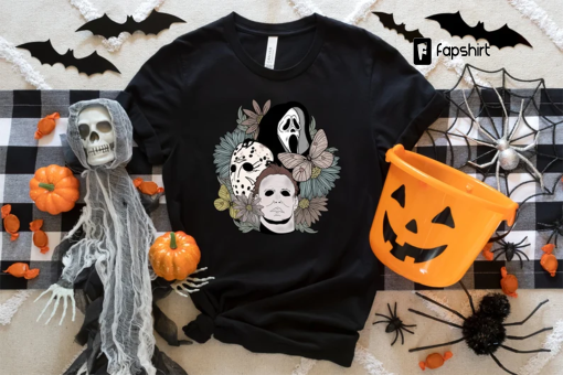 Horror Halloween shirt, Halloween floral Sweatshirt, Scream, Jason, Michael Myers, Horror movie shirt, Fall Shirt, Halloween Gift Shirt