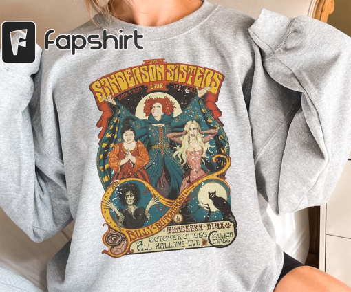 Cute Retro Alternative Boho Halloween Sweatshirt,Grunge Spooky Unisex Pullover,Vintage Horror Movie Graphic Shirt,Vintage Sanderson Sisters