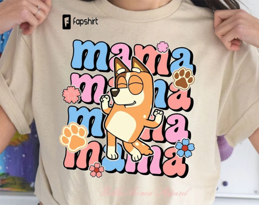 Bluey Mama Tee, Cartoon Tee, Bluey T-Shirt, Bluey Mama Shirt, Mama Bluey Tee, Graphic Shirt, Bluey Shirt, Mama Bluey Shirt