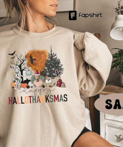 HalloThankMas Sweatshirt, Funny Halloween Thankgiving Christmas Sweater,…