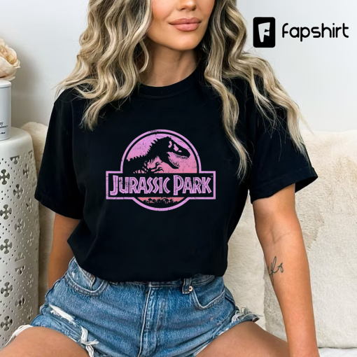 Jurassic Park Retro Neon Pink Logo Graphic Shirt, Universal Orlando Holiday Trip, Unisex T-shirt Family Birthday Gift Adult Kid Toddler Tee