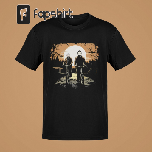 Michael Myers Shirt, Jason Vorhees T-shirt, Vintage Grunge Halloween Tee, Spooky Season Fall Tshirt For Men Women Biking