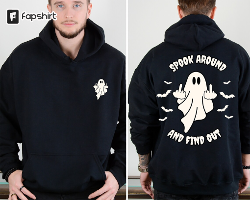 Spook Around and Find Out Sweatshirt, Spooky Season Sweatshirt, Halloween Hoodie, Ghost Sweatshirt, Middle Finger Sweater, Bats Sweatshirt